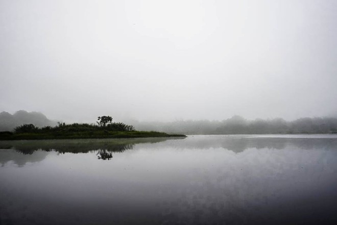 Description: Buổi sáng mờ sương nhìn ra Cồn Dầu (có tên gọi này do hai cây dầu mọc trội lên trên khỏi hòn đảo nhỏ). Sương mù mờ mịt cho chúng tôi cảm giác như đang ở một chốn bồng lai tĩnh lặng.